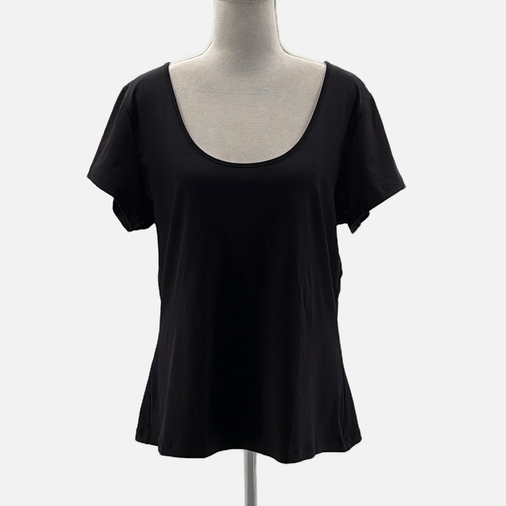 Universal Standard Scoop Neck Cap Sleeve Fitted Top in Black - Size 18-20